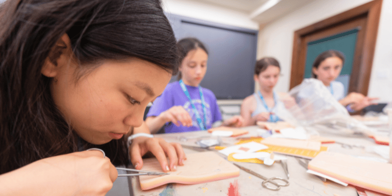 Students learning suturing skills
