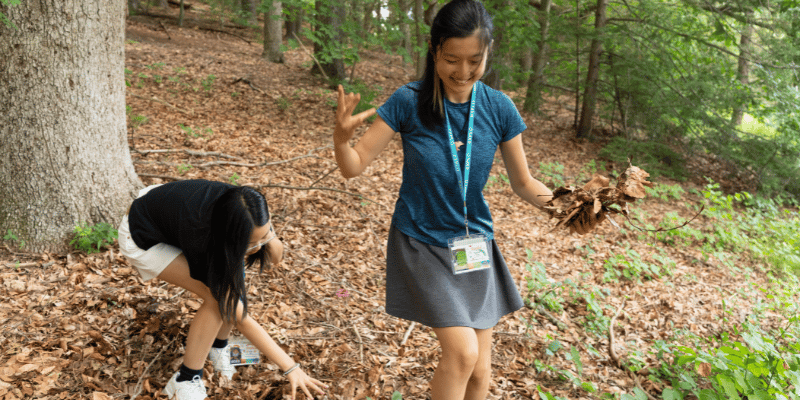 Students gathering fire materials